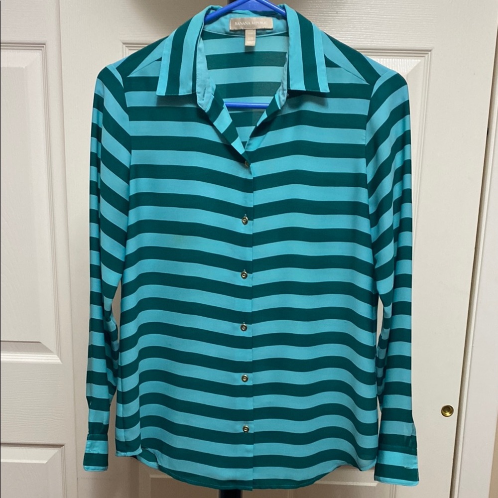 Banana Republic Turquoise Striped Shirt